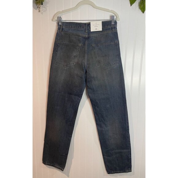 Zara Womens Loose Fit Straight Leg Low Rise Denim Jeans Size 34 Blue Distressed - Picture 3 of 16